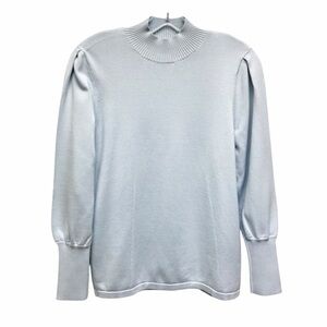 J. McLaughlin Light Blue Mock Neck Balloon Sleeves  Sweater Size S
